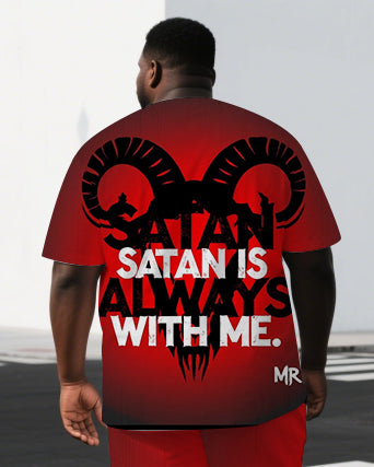 Big & Tall Graphic Streetwear T-Shirt Shorts Set for big men view 2