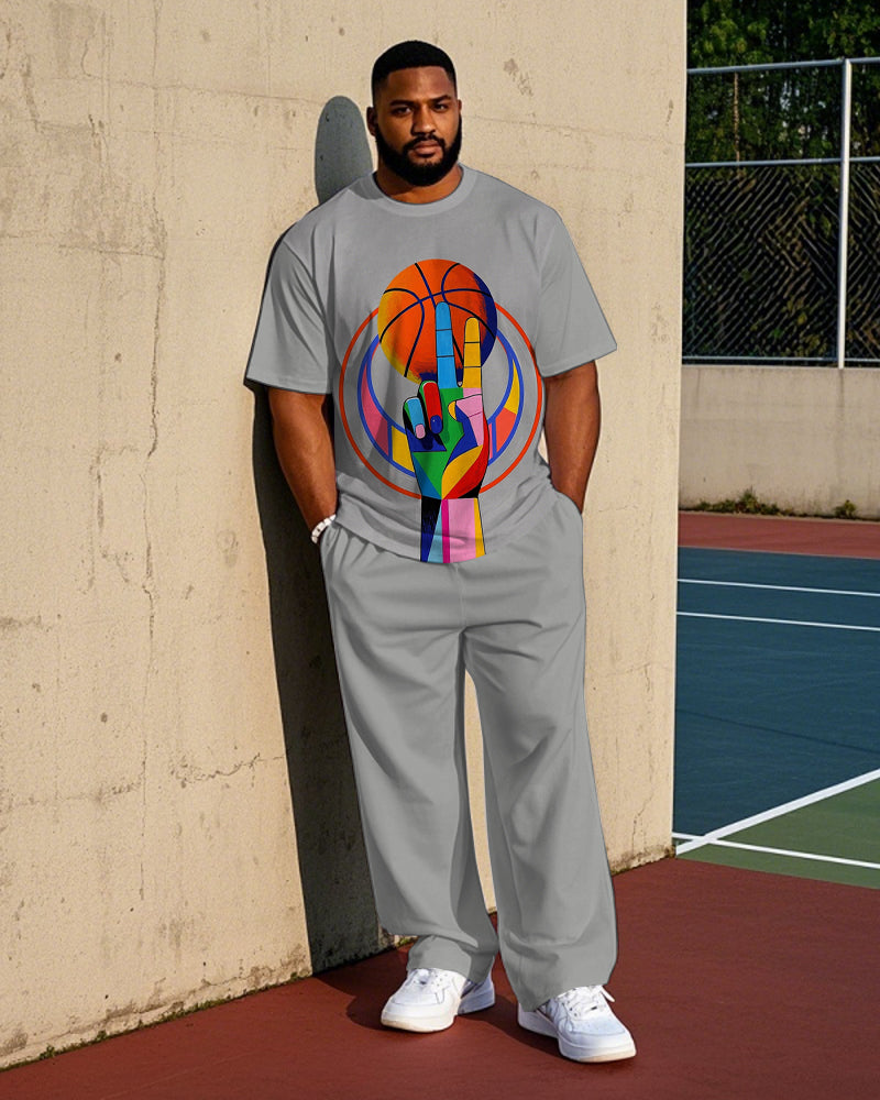 Big & Tall Colorblock T-Shirt Pants Set for big men view 1