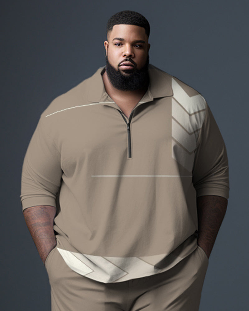 Big & Tall Geometric Graphic Polo Pants Set for big men view 2