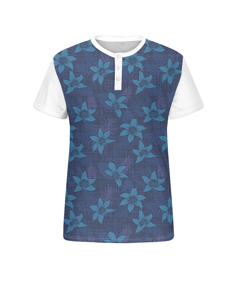 Big & Tall Blue Graphic Floral T-Shirt for big men view 4