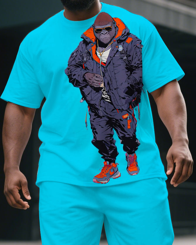 Big & Tall Graphic T-Shirt Shorts Set for big men view 2
