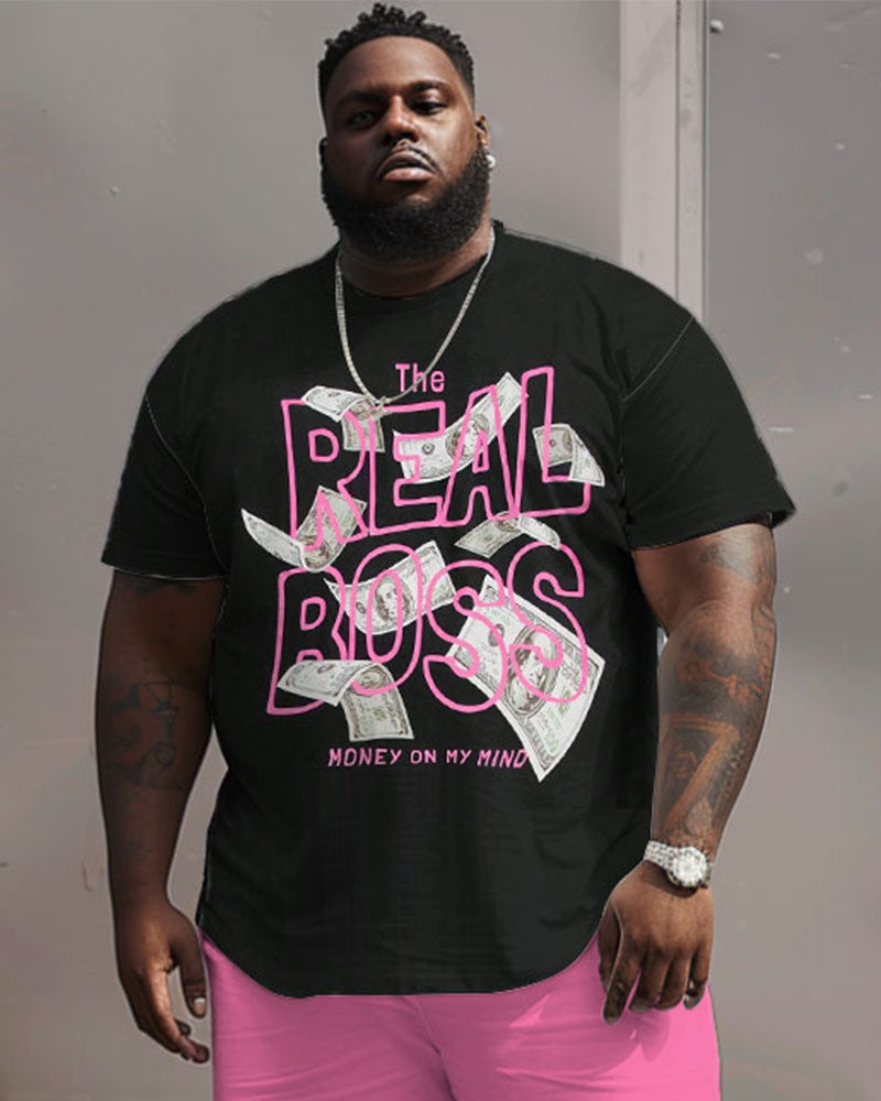 Big & Tall Graphic Graffiti T-Shirt Shorts Set for big men view 3