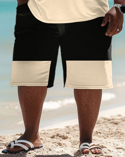 Big & Tall Striped Graphic T-Shirt Shorts Set for big men view 3