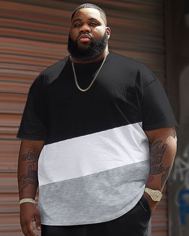 Big & Tall Colorblock T-Shirt Shorts Set for big men view 2