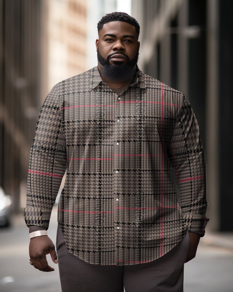 Big & Tall Plaid Vintage Long Sleeve Shirt for big men view 1