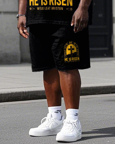 Big & Tall Streetwear T-Shirt Shorts Set for big men view 3