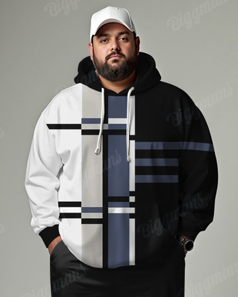Big & Tall Black Colorblock Hoodie Pants Set for men view 2