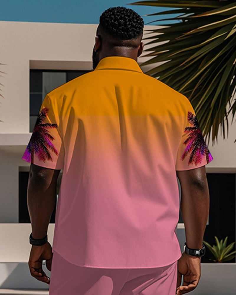 Big & Tall Hawaiian Gradient Short Sleeve Shirt for big men view 2
