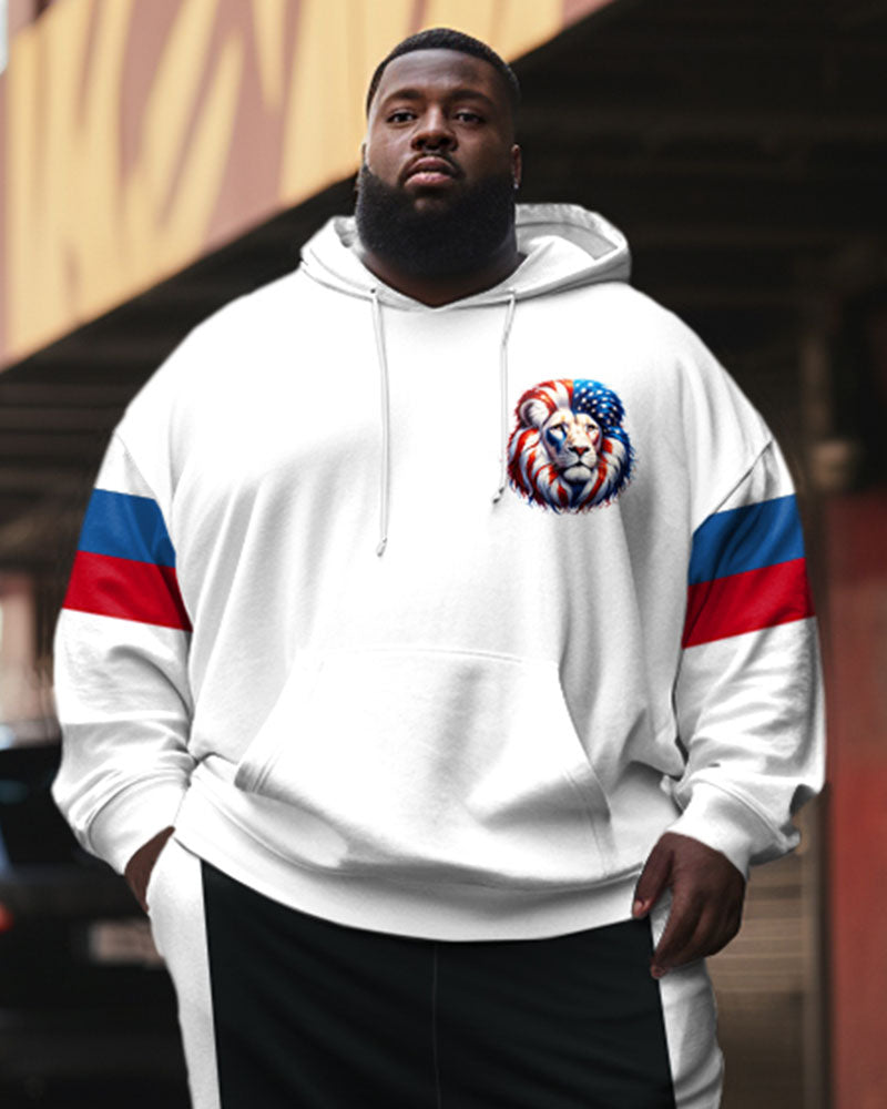 Big & Tall Colorblock Graphic Hoodie Sweatpants Set for big men view 2