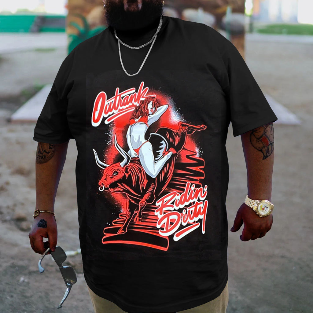 Big & Tall Black Graphic Streetwear T-Shirt for big men view 3