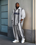 Big & Tall Striped Graphic T-Shirt Pants Set for big men view 1