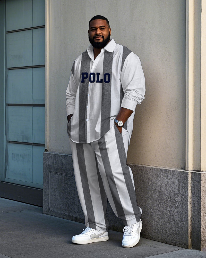 Big & Tall Striped Graphic T-Shirt Pants Set for big men view 1