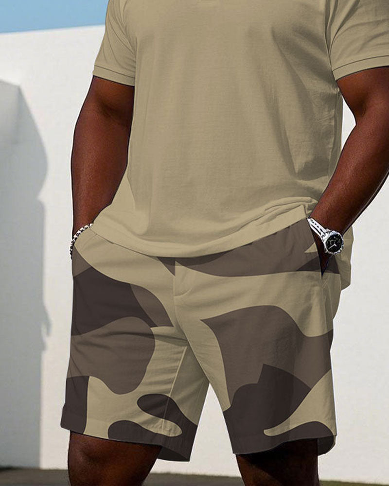 Big & Tall Khaki Geometric Jeans for big men view 3