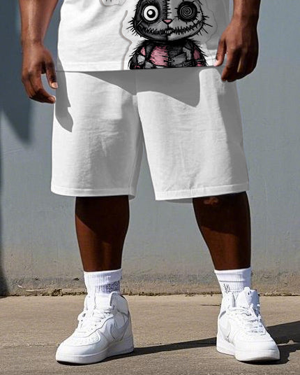 Big & Tall Colorblock Graphic T-Shirt Shorts Set for big men view 3
