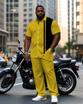 Big & Tall Black Yellow T-Shirt Pants Set for big men view 1