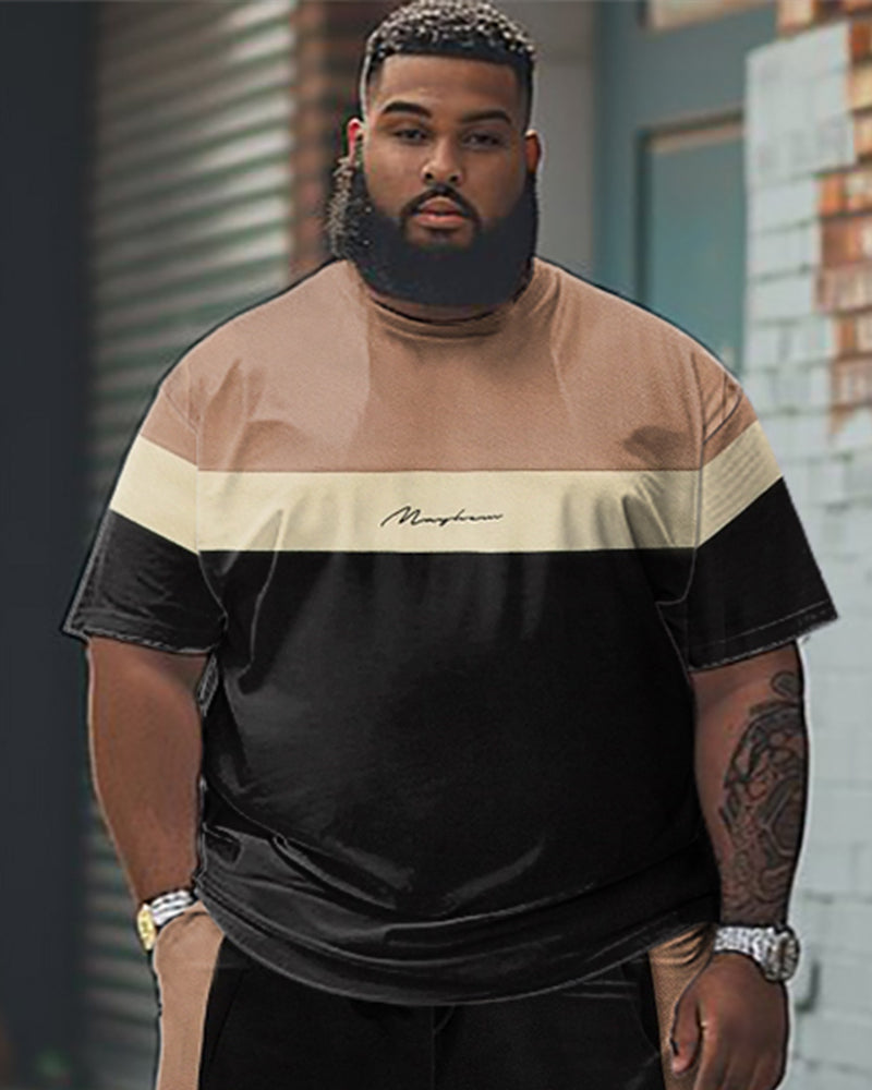 Big & Tall Colorblock T-Shirt Shorts Set for big men view 2