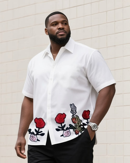 Big & Tall Floral T-Shirt Shorts Set for big men view 2