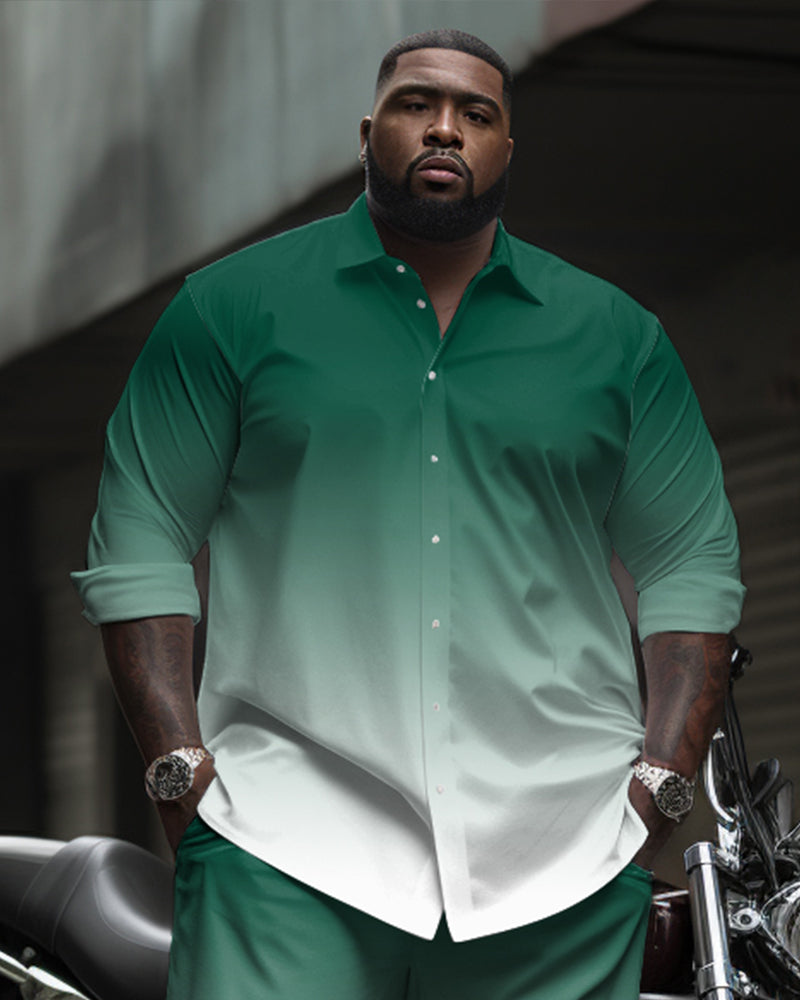 Big & Tall Green Gradient Shirt Pants Set for big men view 2