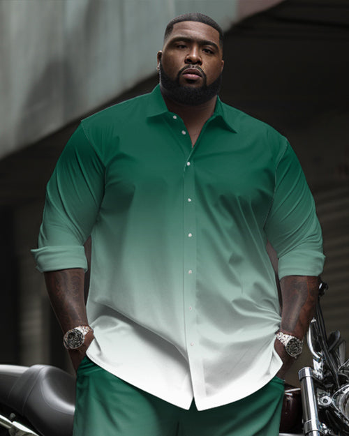 Big & Tall Green Gradient Shirt Pants Set for big men view 2