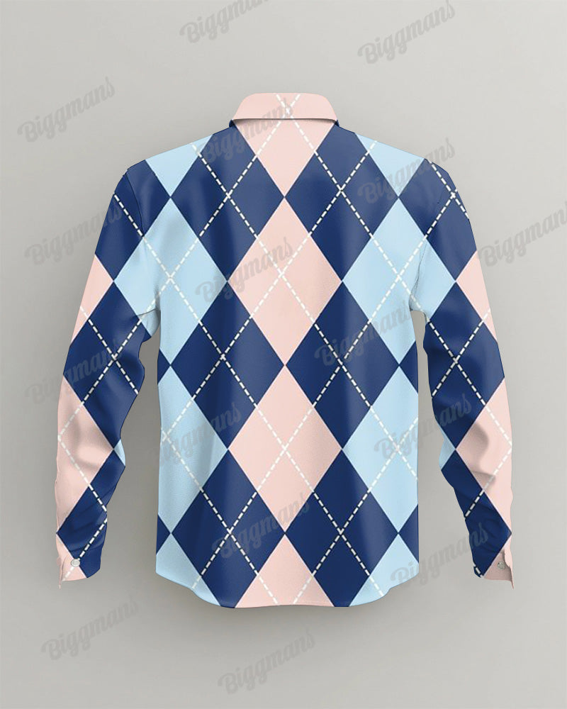 Big & Tall Plaid Streetwear Long Sleeve Shirt for big men view 3