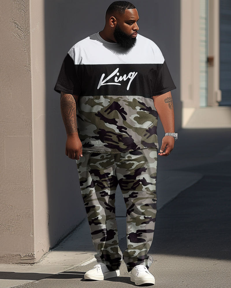 Big & Tall Colorblock Graphic Two-piece Set for big men view 1