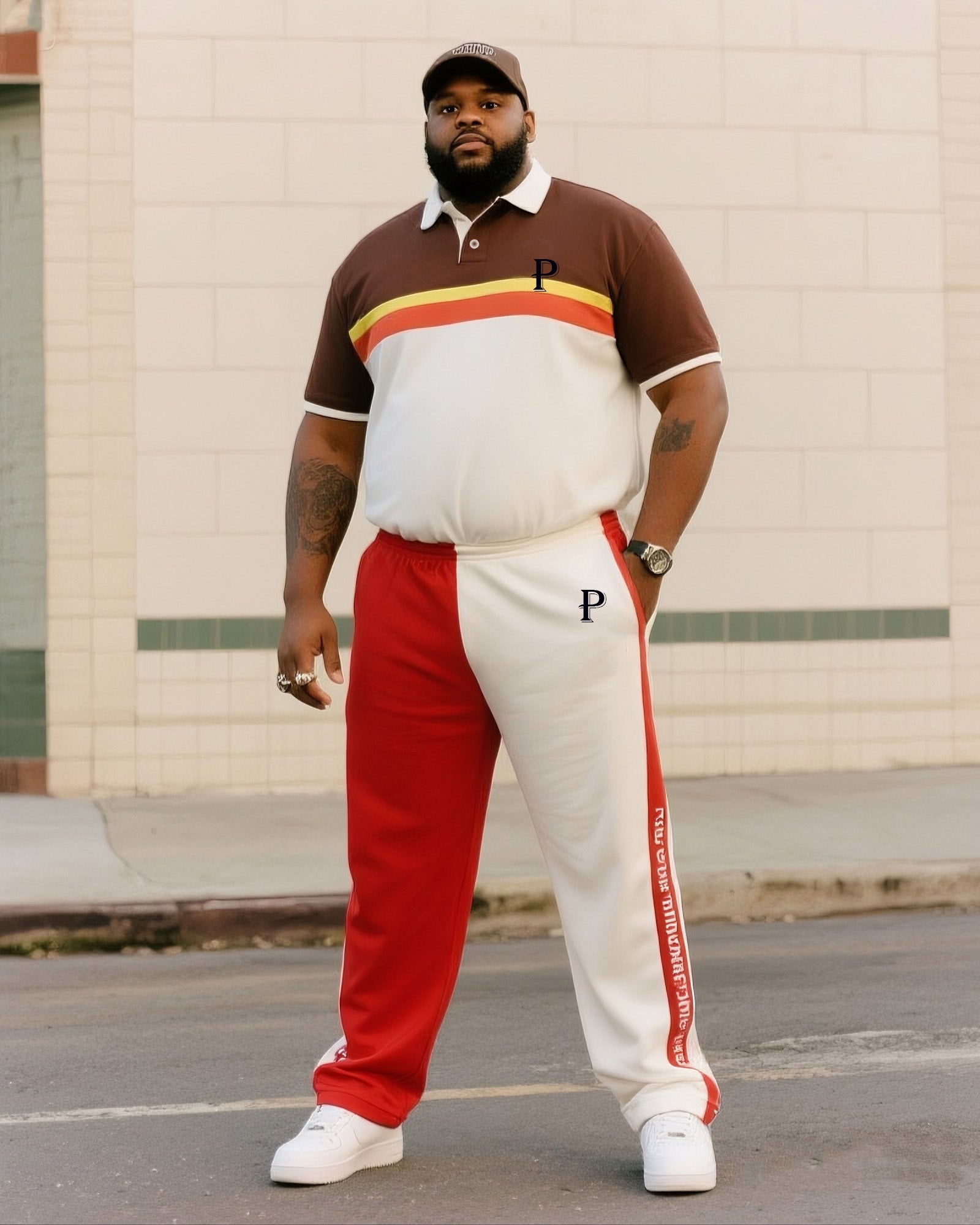 Big & Tall Hawaiian Colorblock Geometric Jeans for big men view 1