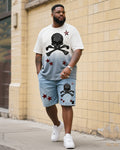 Big & Tall Denim Gradient T-Shirt Shorts Set for big men view 1