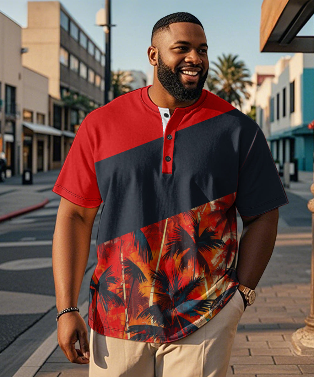 Big & Tall Red Hawaiian Graphic T-Shirt for big men view 2