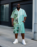 Big & Tall Hawaiian Colorblock T-Shirt Shorts Set for big men view 1
