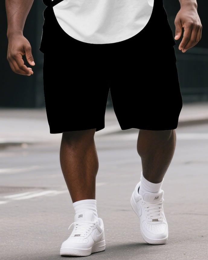 Big & Tall Graphic Streetwear T-Shirt Shorts Set for big men view 3