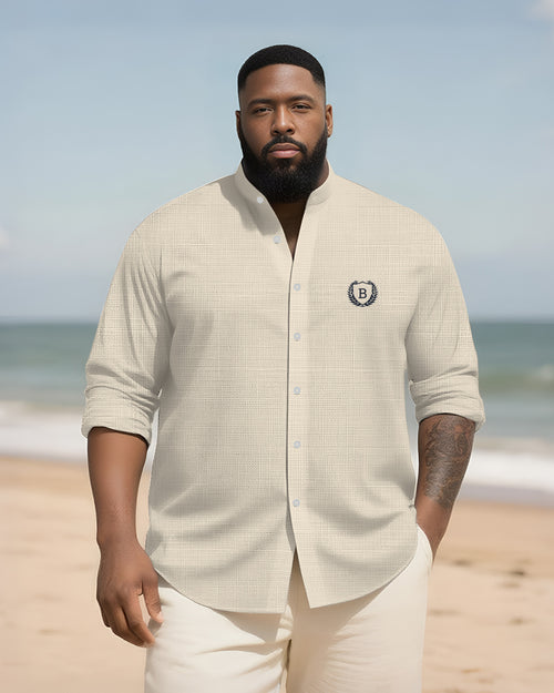 Big & Tall Graphic Patchwork Long Sleeve Shirt for big men view 1