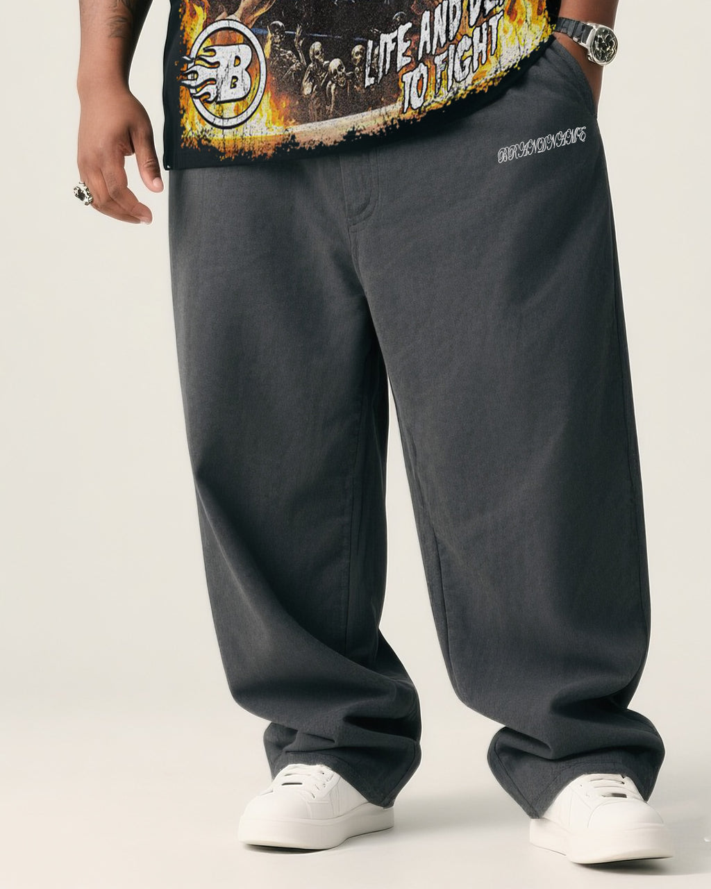 Big & Tall Streetwear Skull T-Shirt Pants Set for big men view 3