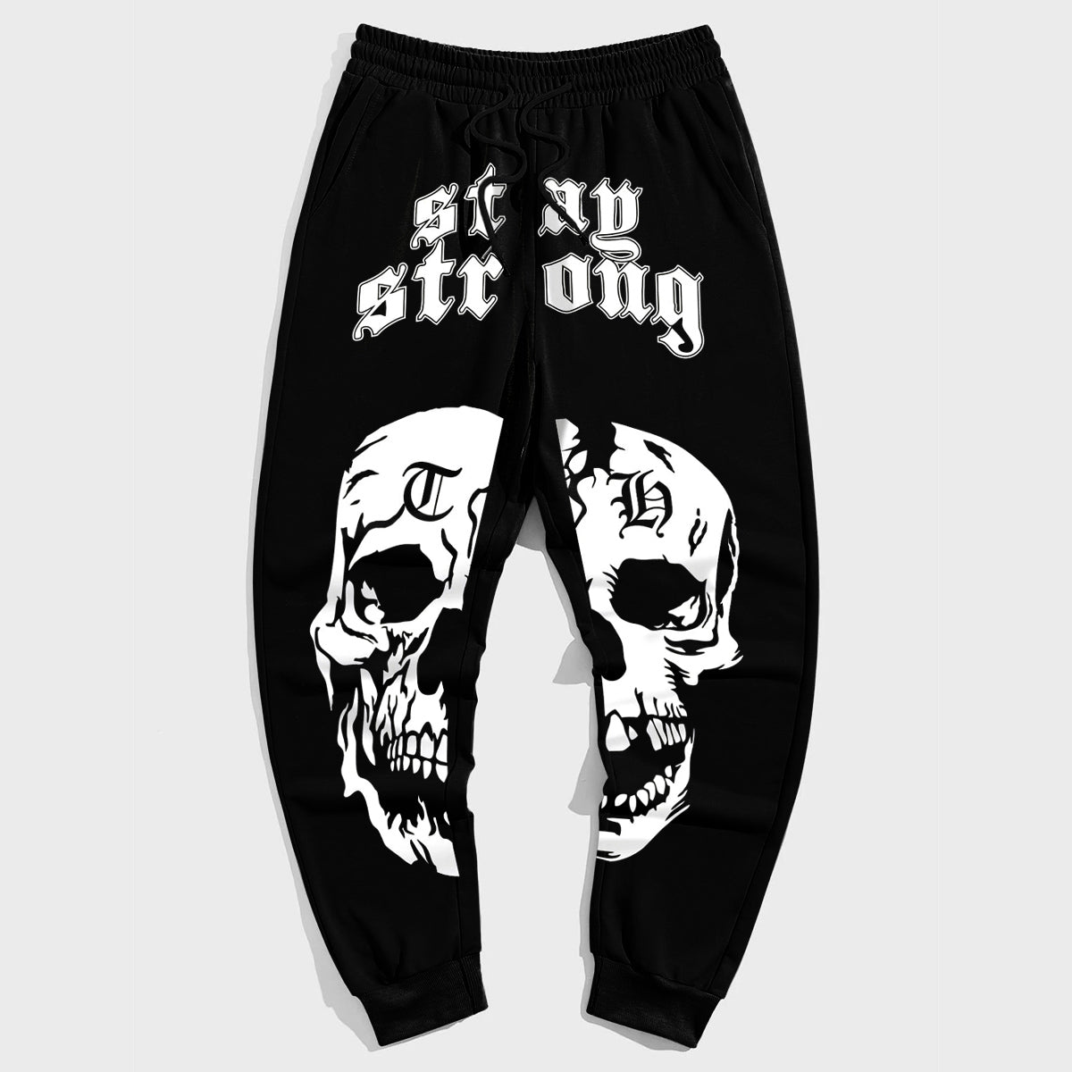 Big & Tall Colorblock Streetwear Skull Pants for big men