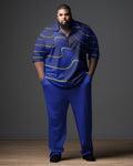 Big & Tall Blue Gradient Polo Pants Set for big men view 1