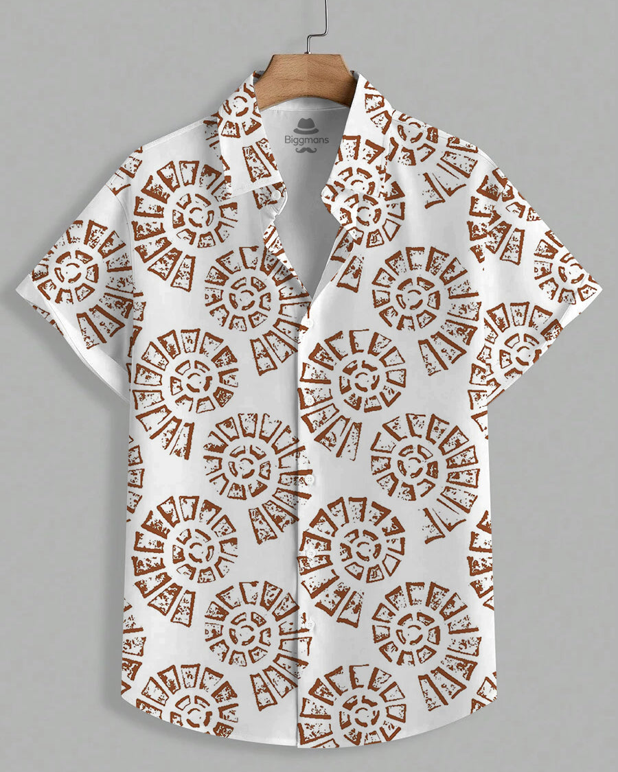 Big & Tall White Hawaiian Graphic Short Sleeve Shirt for big men view 2