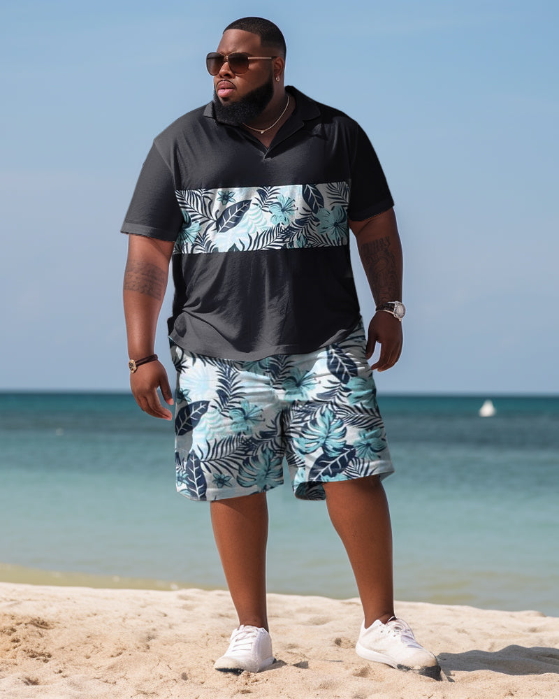 Big & Tall Hawaiian T-Shirt Shorts Set for big men view 1