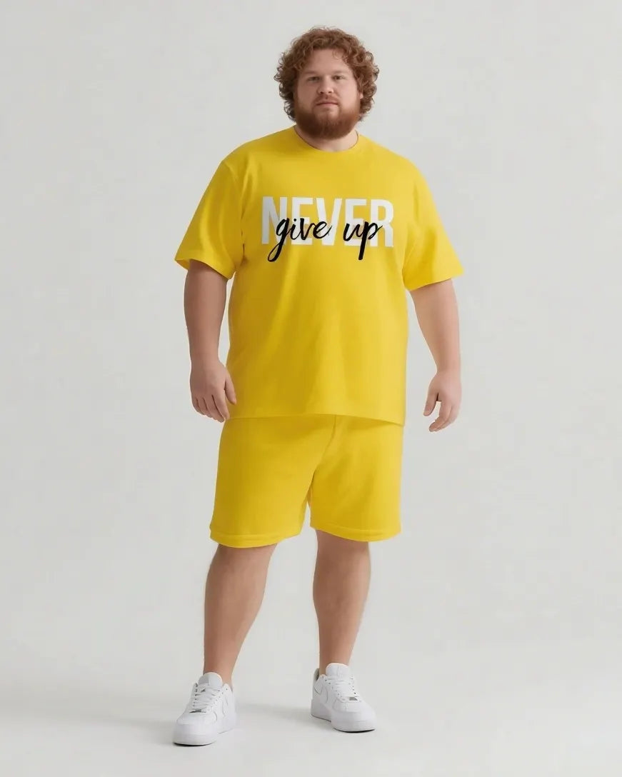 Big & Tall Graphic Streetwear T-Shirt Shorts Set for big men view 12
