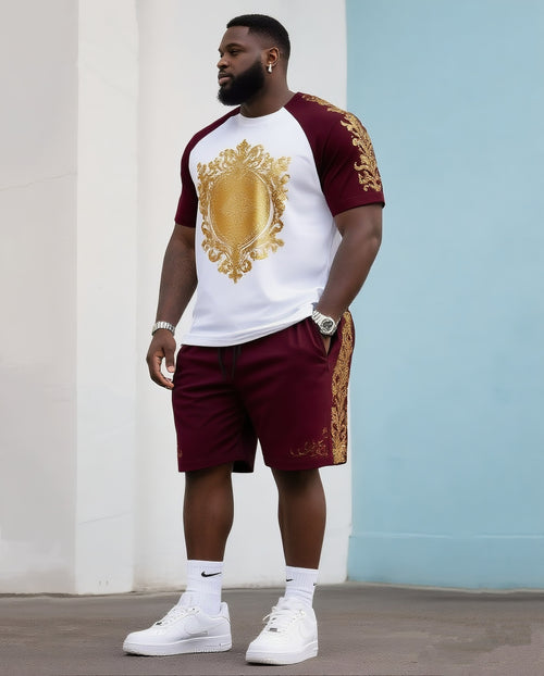 Big & Tall Colorblock T-Shirt Shorts Set for big men view 1