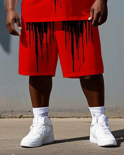 Big & Tall Graphic Skull T-Shirt Shorts Set for big men view 3