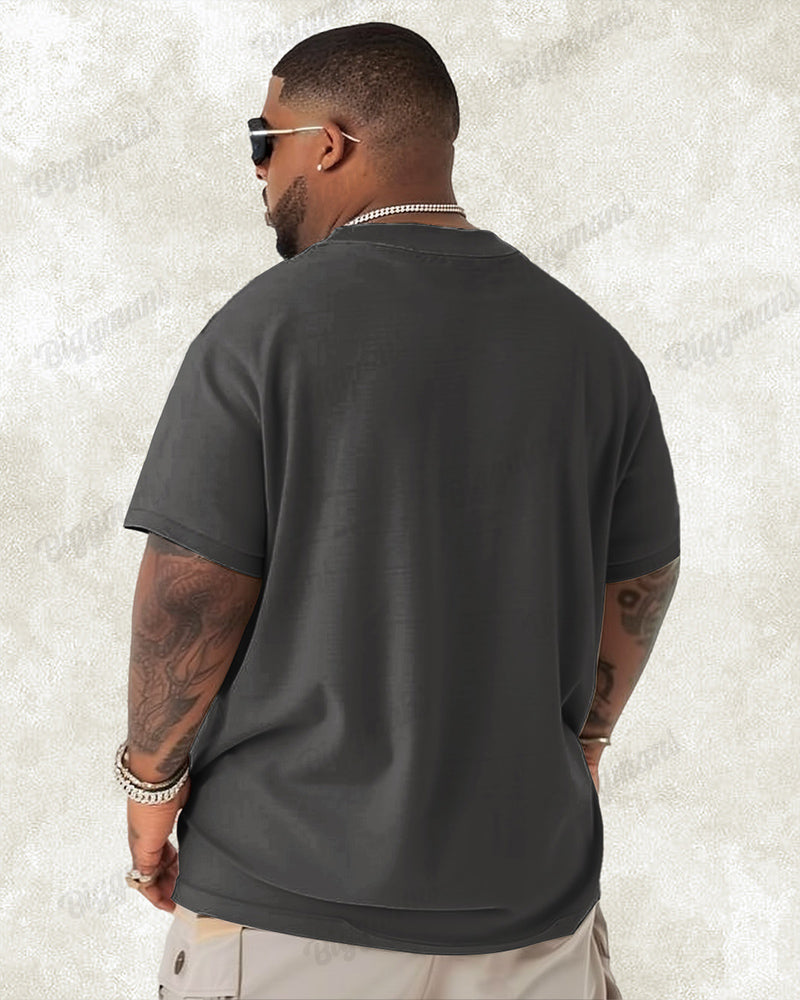 Big & Tall Solid Color Streetwear T-Shirt for big men view 2