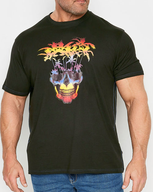 Big & Tall Black Hawaiian Skull T-Shirt for big men view 2