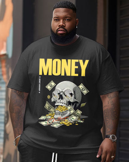 Big & Tall Graphic Streetwear Skull Two-piece Set for big men view 3