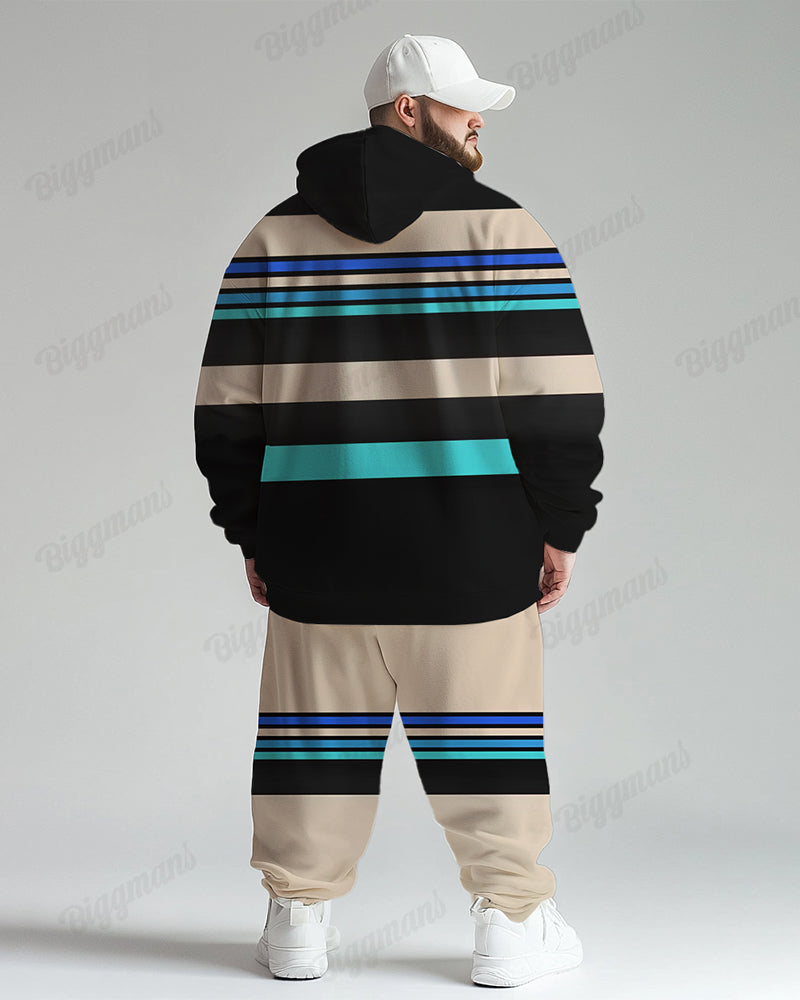 Big & Tall Striped Graphic Hoodie Sweatpants Set for big men view 4