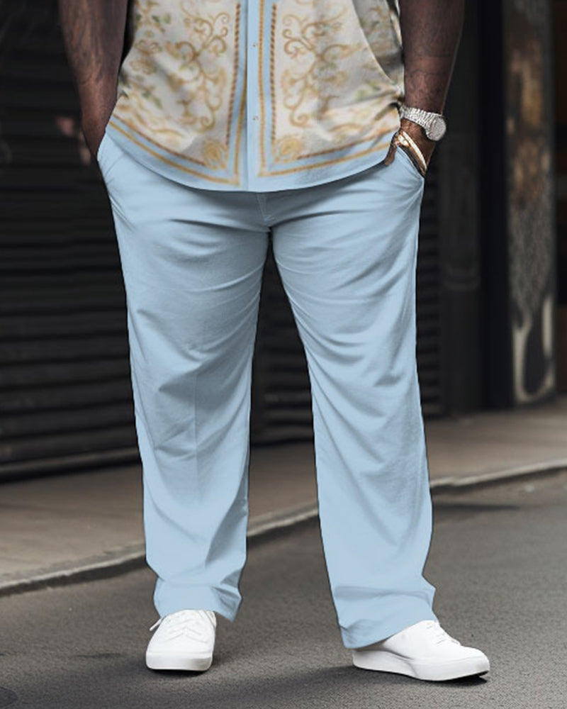 Big & Tall Geometric T-Shirt Shorts Set for big men view 3