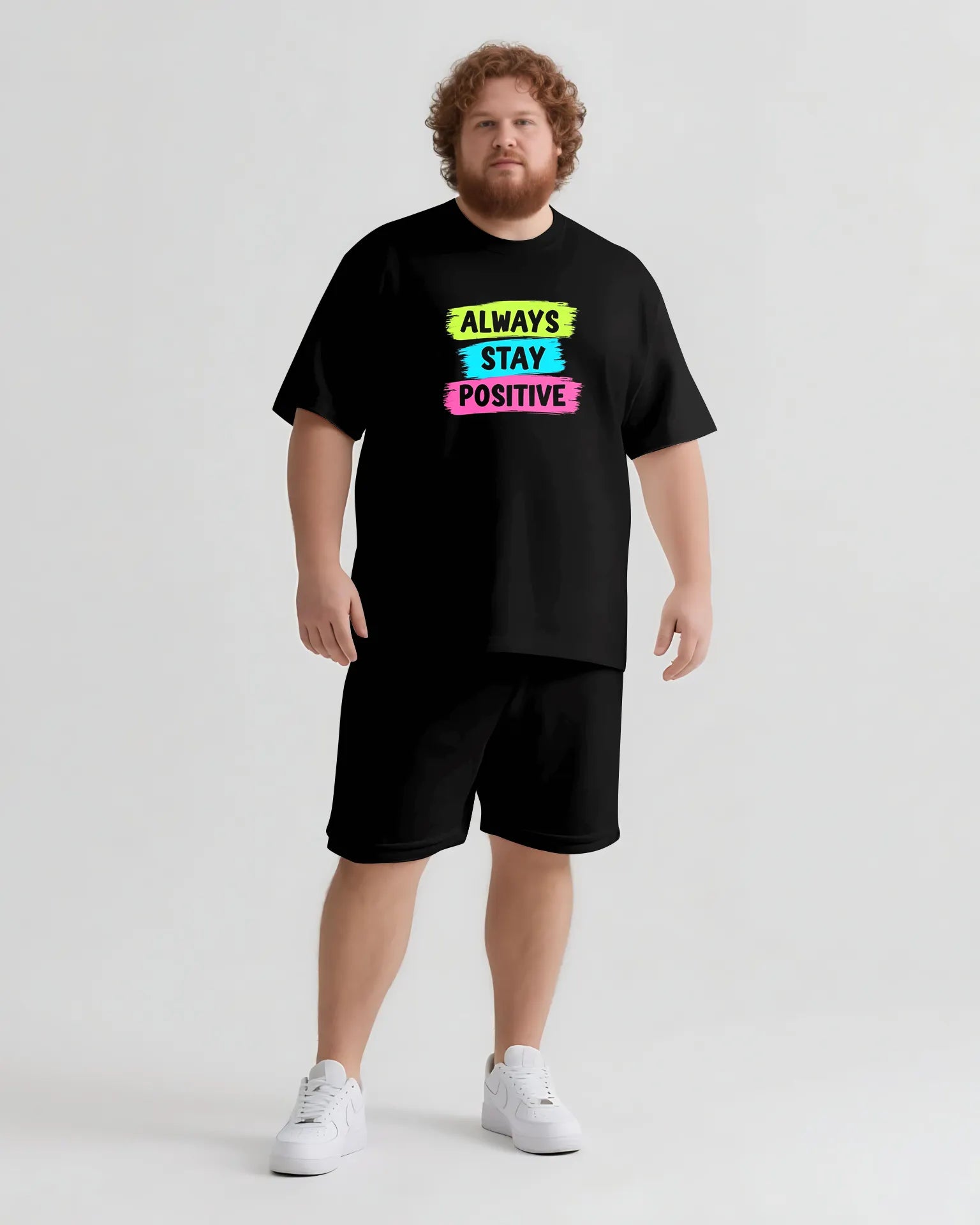 Big & Tall Graphic Streetwear T-Shirt Shorts Set for big men view 2
