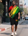 Big & Tall Juneteenth Graphic T-Shirt Shorts Set for big men view 1