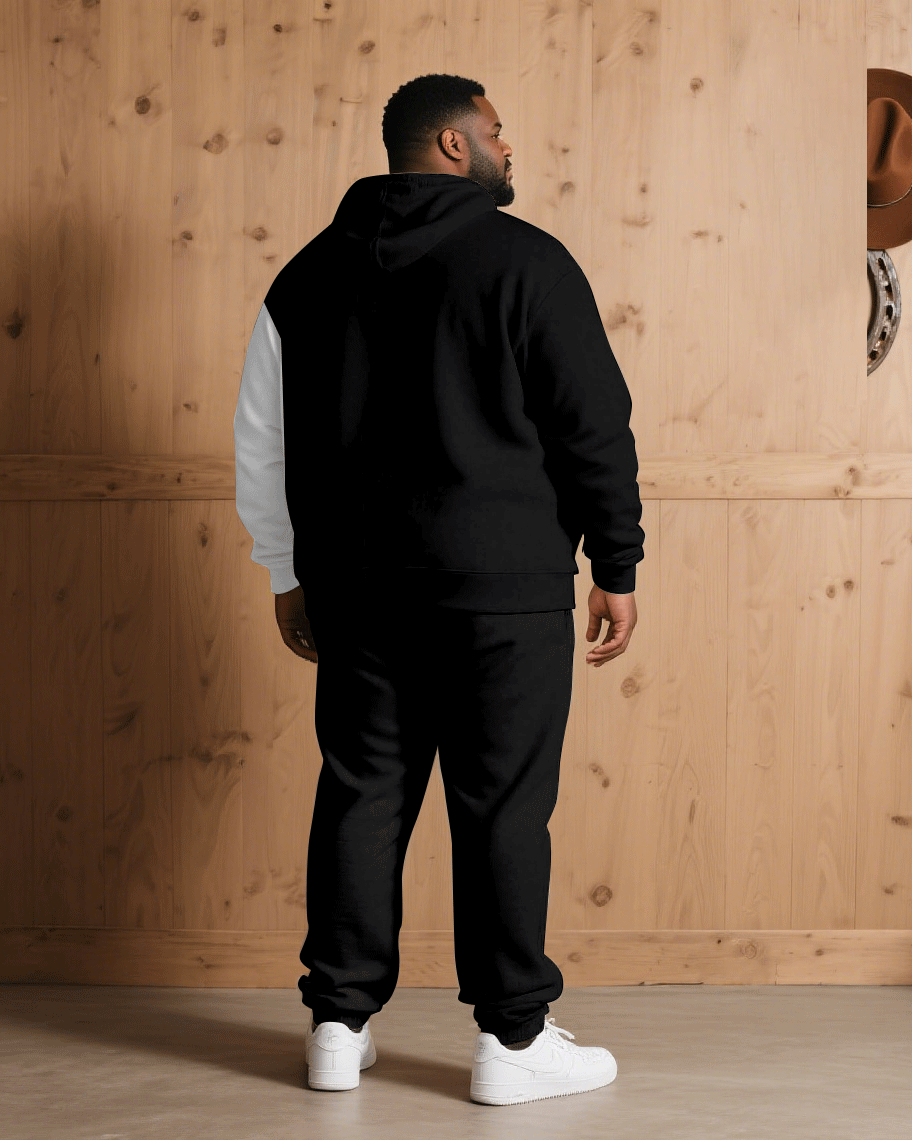 Big & Tall Black Red Graphic Hoodie Sweatpants Set for big men view 4