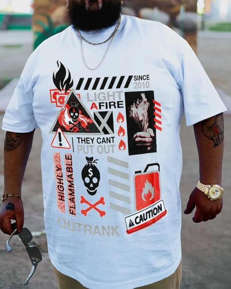 Big & Tall White Streetwear T-Shirt for big men view 1