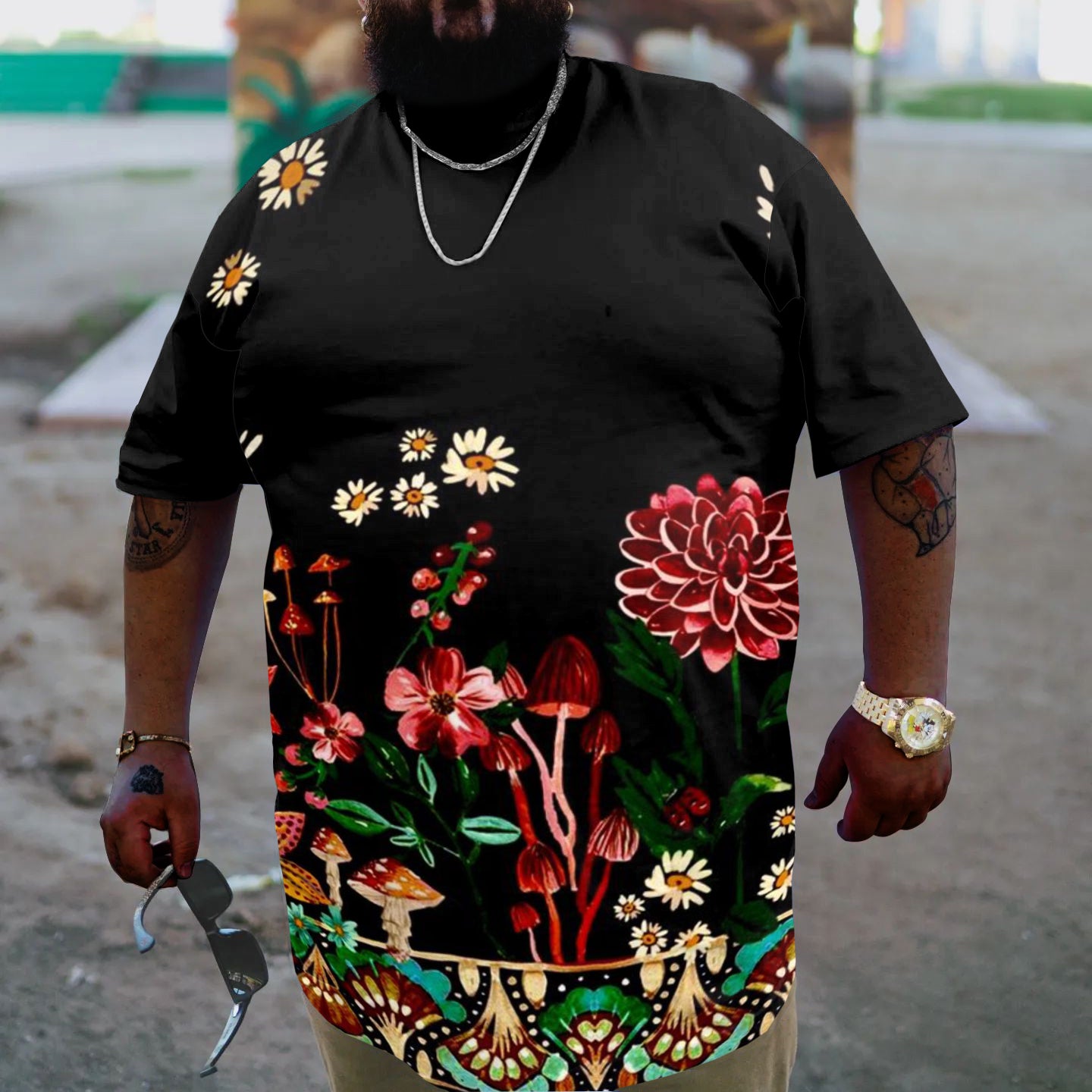 Big & Tall Graphic Floral T-Shirt for big men