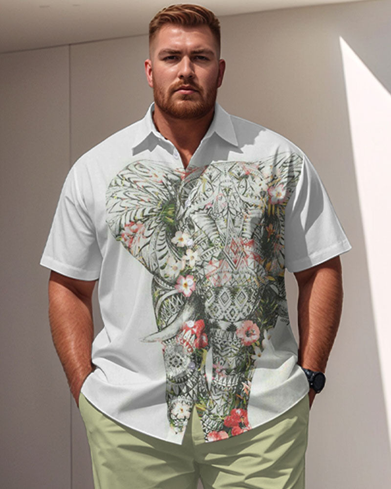 Big & Tall Geometric T-Shirt Pants Set for big men view 2